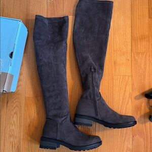 Gray suede Over-the-Knee Boots